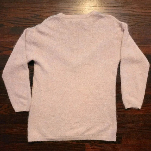 M.J. CARROLL Silk Angora Lambswool pink gray beige cream tunic sweater VINTAGE M - Picture 8 of 13